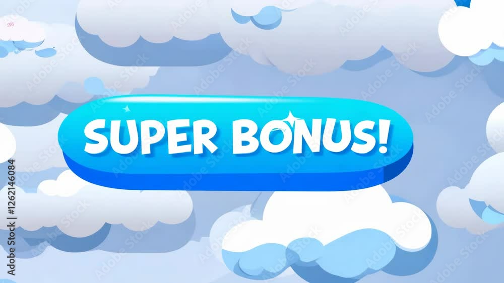 Aufkleber a blue button with the words super bonus written on it. the button is in the middle of the screen