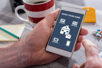 Work from home concept on a smartphone