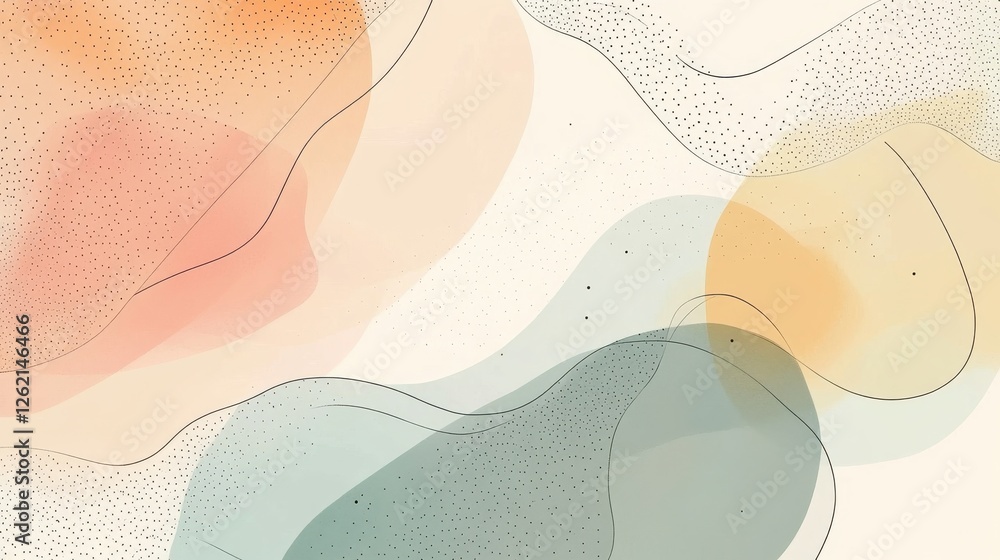 Poster soft abstract colors with gentle curves and textured background
