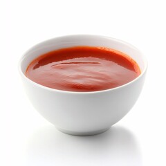 Smooth Tomato Sauce in a White Bowl on a Clean Background