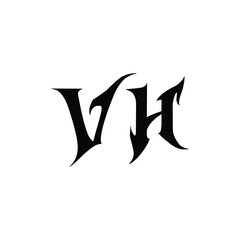 VH monogram logo design letter text name symbol monochrome logotype alphabet character simple logo