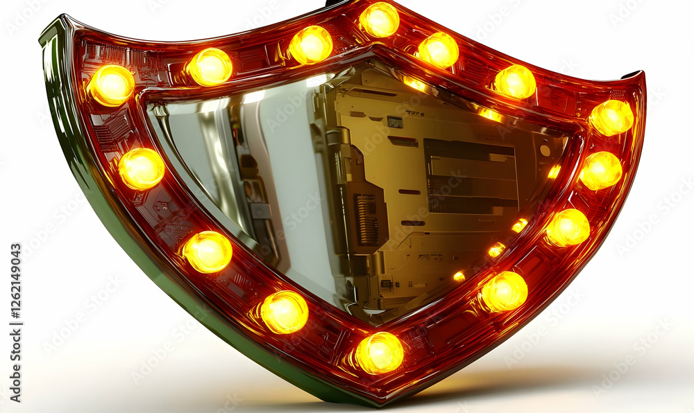 Poster illuminated shield; data security concept