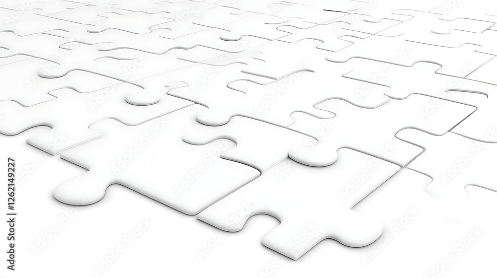Poster interlocked jigsaw puzzle piece design creating white texture backdrop pattern concept abstract art