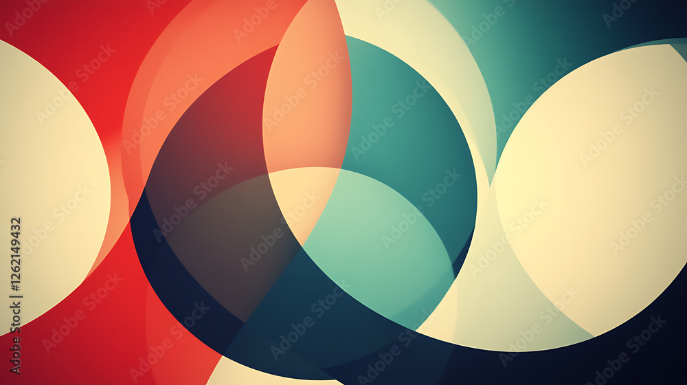 Poster intersecting circles abstract background design modern artwork graphic composition style visual