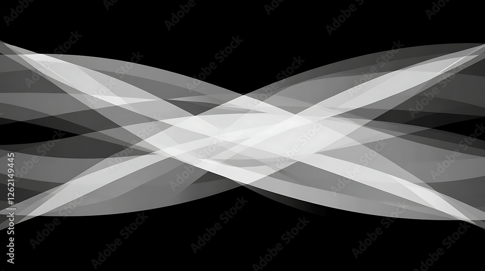Aufkleber intersecting light waves abstract design backdrop in monochrome graphic overlay presentation