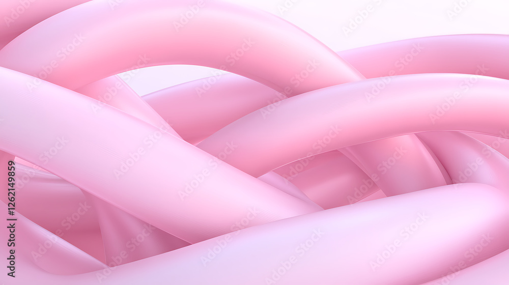 Poster intertwined loops of pastel pink fabric forming an abstract conceptual texture with smooth shading
