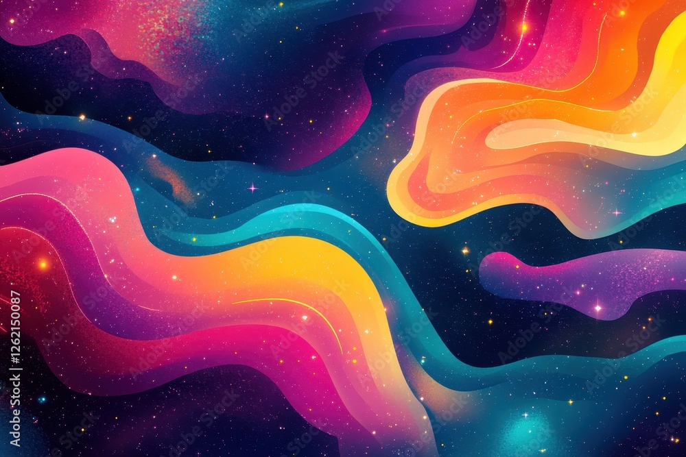 Poster colorful animated space nebula background with vibrant swirls and cosmic elements, a colorful animat