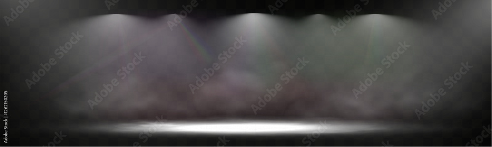 Aufkleber Spotlight stage background with fog and transparent effect. Realistic illuminated empty scene with dramatic lighting.