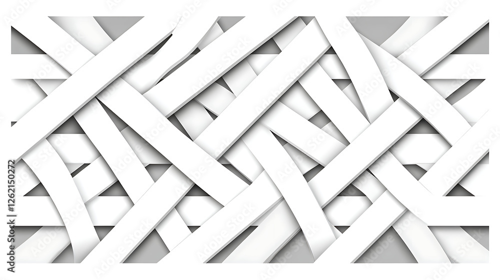 Aufkleber interwoven rectangular shapes on gray backdrop abstract interlocking strips white color design