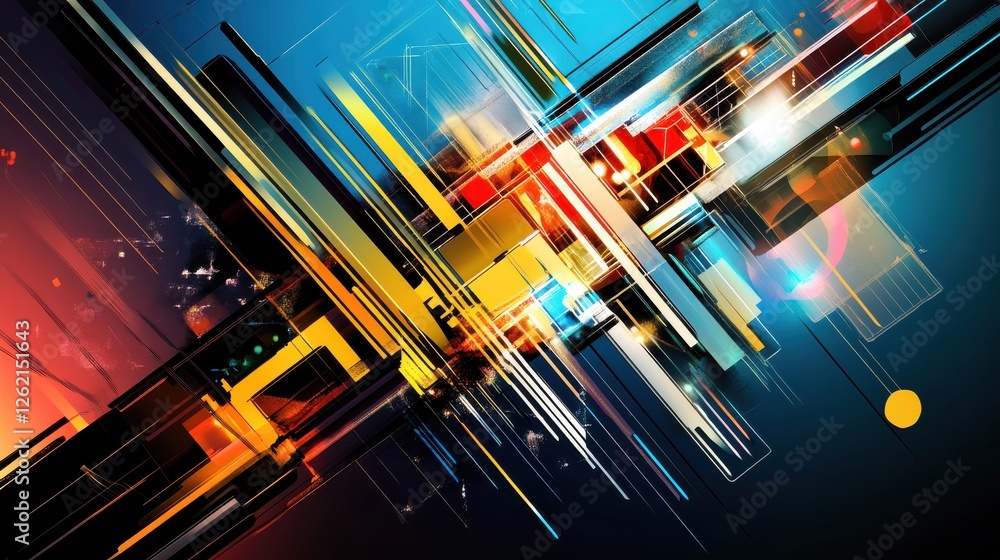 Aufkleber abstract colorful geometric pattern with dynamic lines and shapes