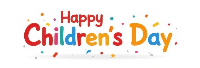 Happy children's day banner with colorful confetti and copy space
