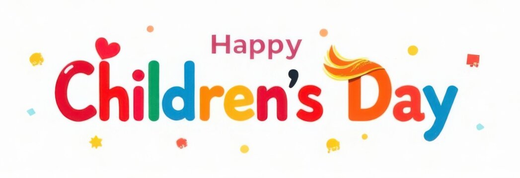 Happy children's day banner with colorful text and copy space