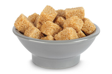 brown sugar in a ceramic bowl isolated on white background