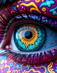 Colorful eye with artistic patterns and vivid details