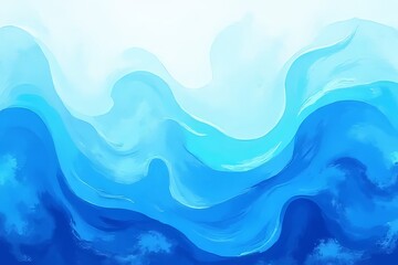 Fototapeta premium Abstract Blue Waves Painting - Artistic Ocean Design