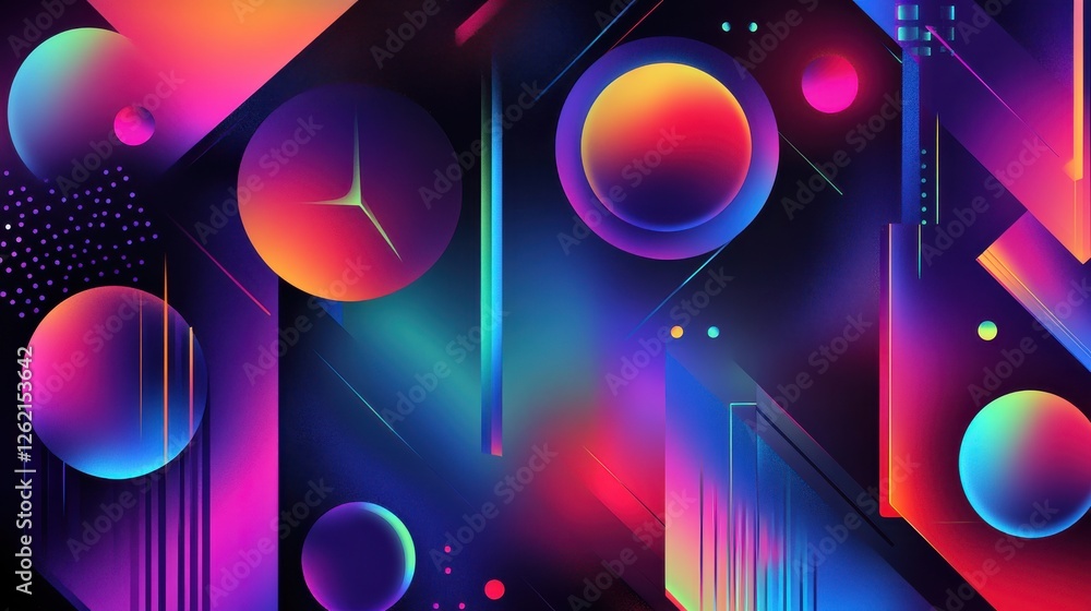 Poster abstract colorful geometric background with circular shapes and lines