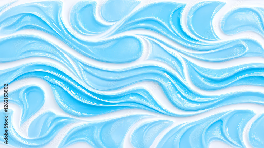 Poster light blue wave pattern design with smooth swirls on white background for art and decor projects