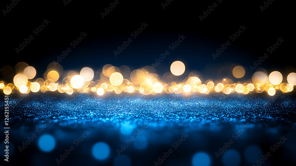 Poster luminous orbs on reflective plane abstract lightscape with gleaming effects and intense coloration