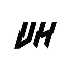VH monogram logo design letter text name symbol monochrome logotype alphabet character simple logo