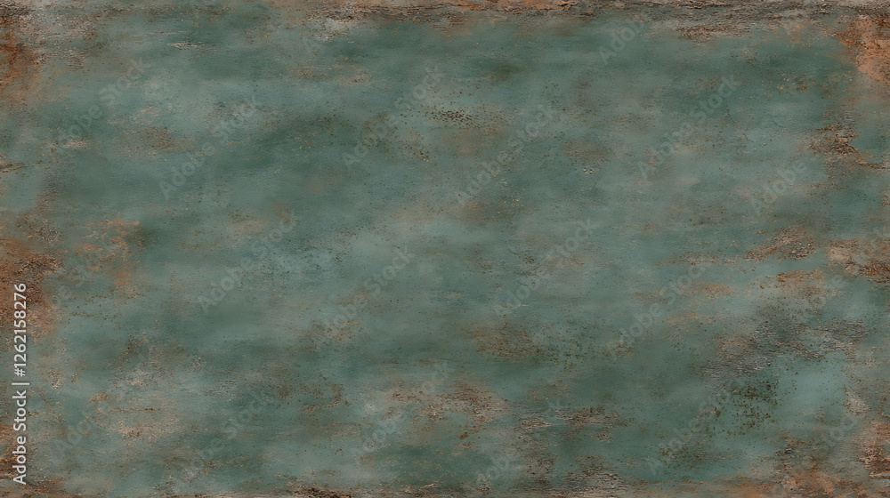 Poster mottled teal and rust grunge texture background with rough edges for surface design and art projects