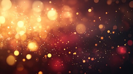 Obraz premium Festive golden bokeh lights, dark background, celebration, holiday