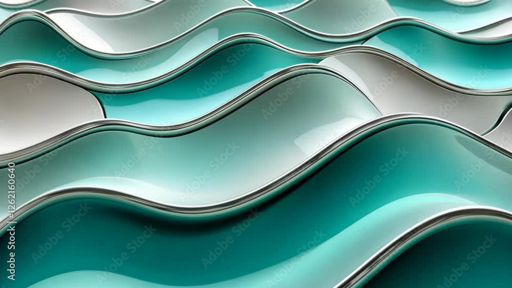 Poster mesmerizing abstract waves in motion: dynamic turquoise patterns and flowing curves