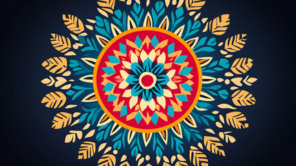 Ornamental Medallion Design in Concentric Patterned Circles Teal and Gold Aesthetic Backdrop