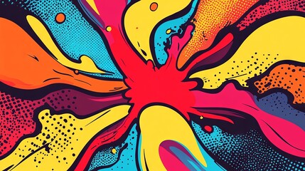 Blank colorful comic abstract background template center focused copy space