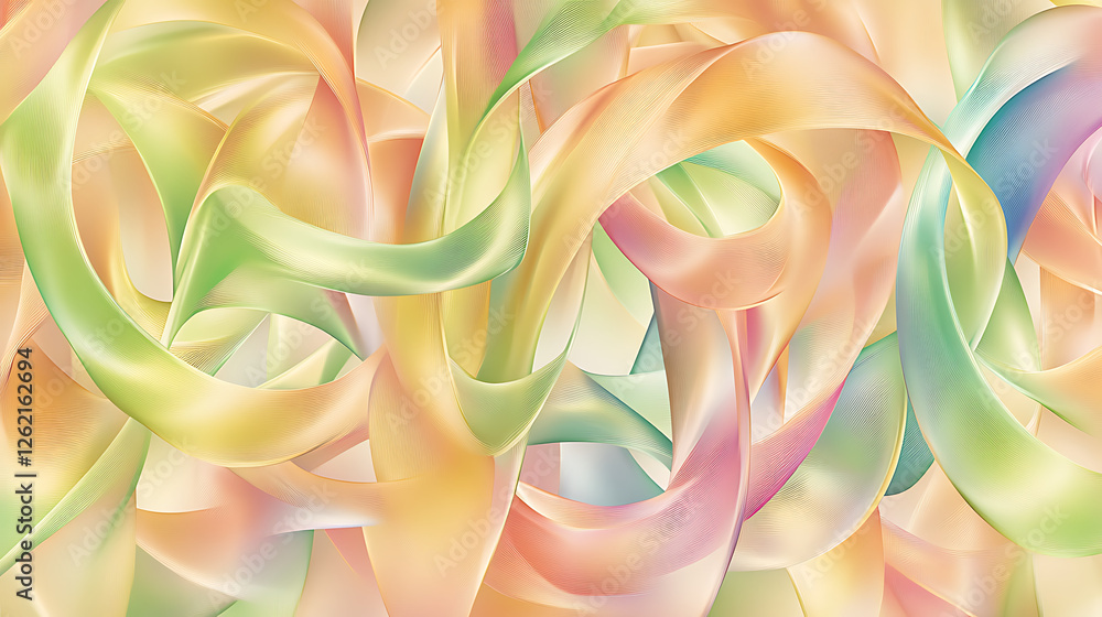 Poster pastel ribbon abstraction subtle gradient colors artful composition serene and harmonious visual exp