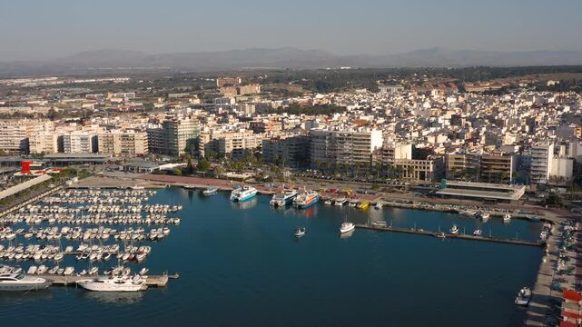 Aerial view of Santa Pola. It is a coastal fishing and tourist town in Spain