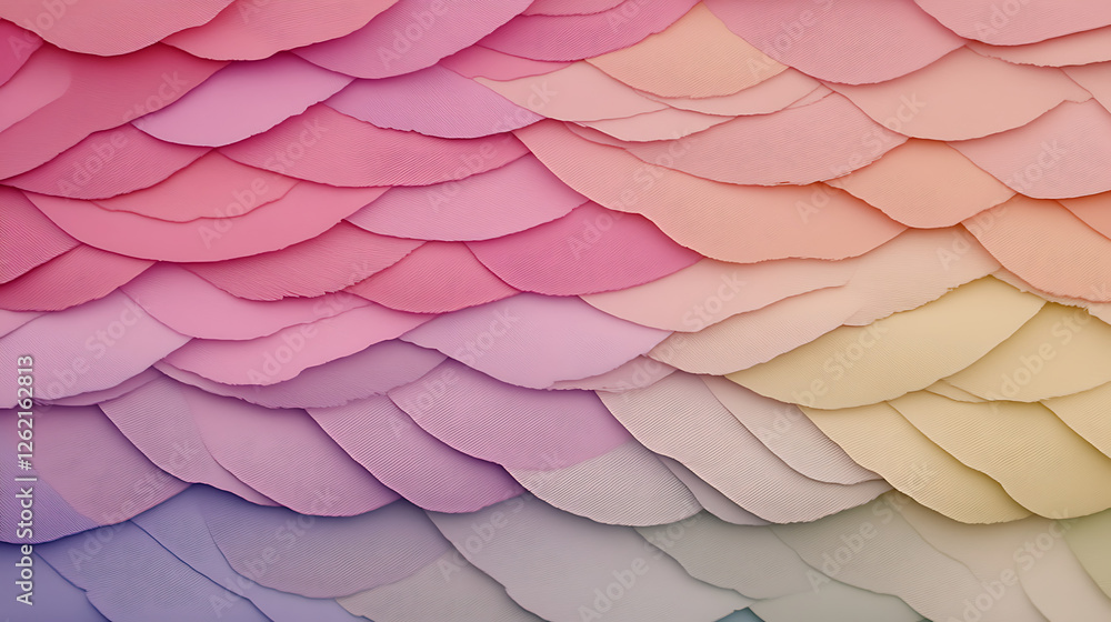 Poster Pastel Toned Scales Overlapping Each Other Creating a Pattern with Artistic Torn Edges Close Up