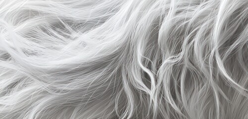 Naklejka premium Natural gradients and subtle layered strands on dense white-and-gray fur provide a richly textured and soft appearance.