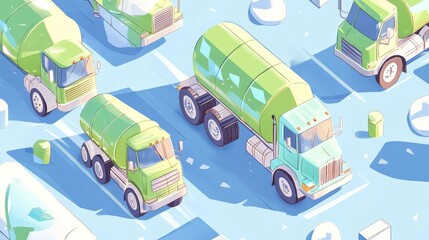 Green line Fuel tanker truck icon isolated seamless pattern on blue background. Gasoline tanker.  Vector