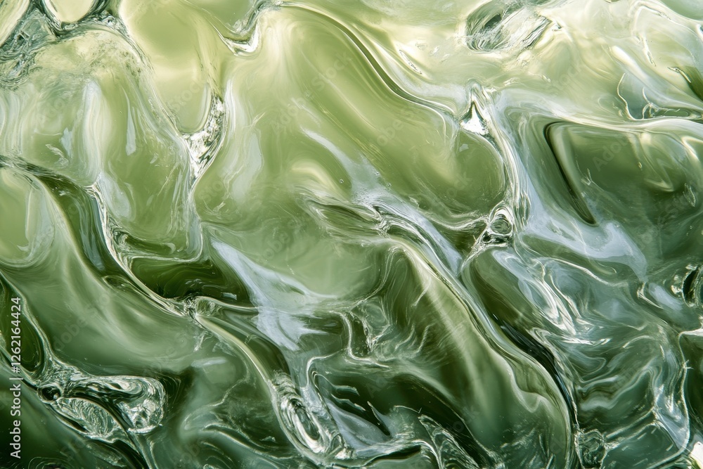 Poster Abstract liquid wave design creates a seamless and flowing texture in shades of green, Abstract liquid wave Seamless