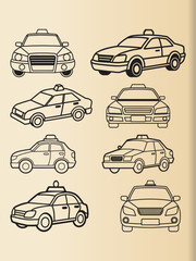 Obraz premium Police car line art vector collection Set