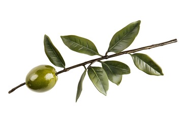 Isolated Olive Branch with Fruit and Leaves