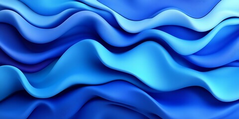 Obraz premium Abstract blue waves, fluid motion, digital art, background texture