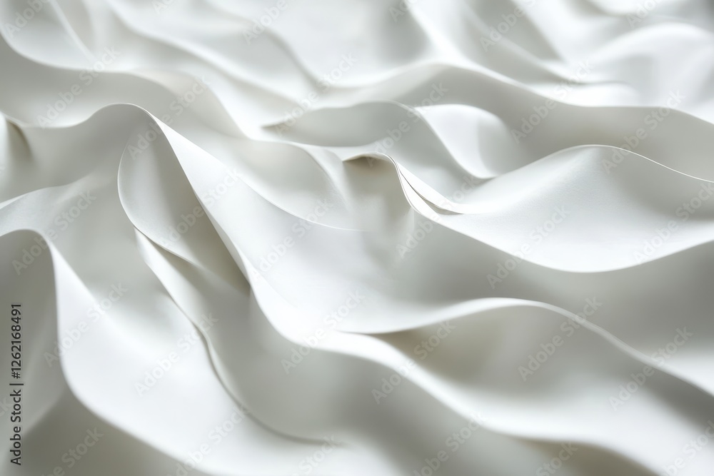 Poster wrinkled white textured paper in stop motion creates flowing patterns and dynamic visual effects, st