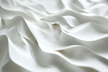 Fototapeta premium Wrinkled white textured paper in stop motion creates flowing patterns and dynamic visual effects, Stop motion of wrinkled white paper Textured paper background