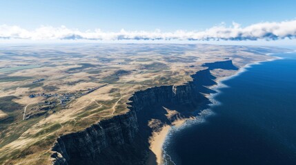 High-altitude coastal view of arid landscape