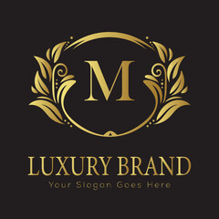 Luxury Gold Floral Letter Logo Design with Flourishes