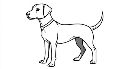Fototapeta premium Outline of a Curious Dog with a Playful Expression and Alert Pose