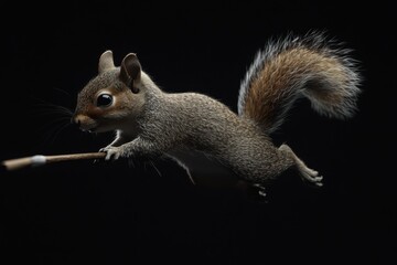 Animated squirrel in dynamic motion against a black background, Animated squirrel arrow on a black background Moving arrow to the side 30fps