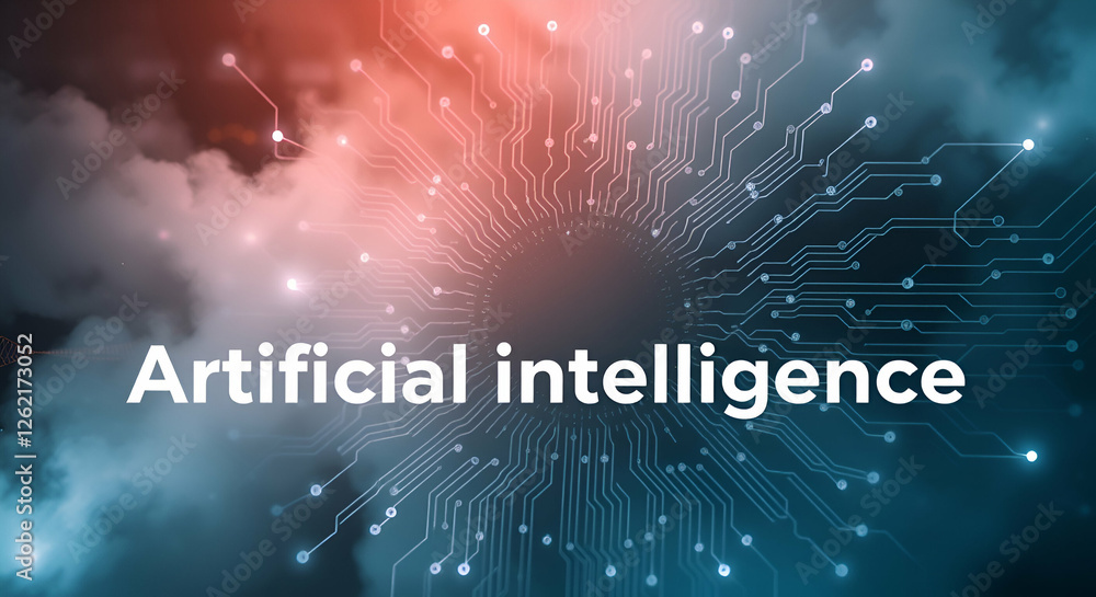 Fototapete artificial intelligence text background illustration banner core of artificial intelligence machine 