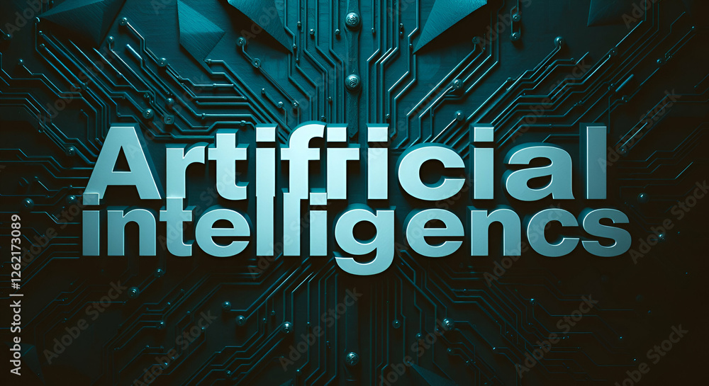 Poster artificial intelligence text background illustration banner core of artificial intelligence machine 