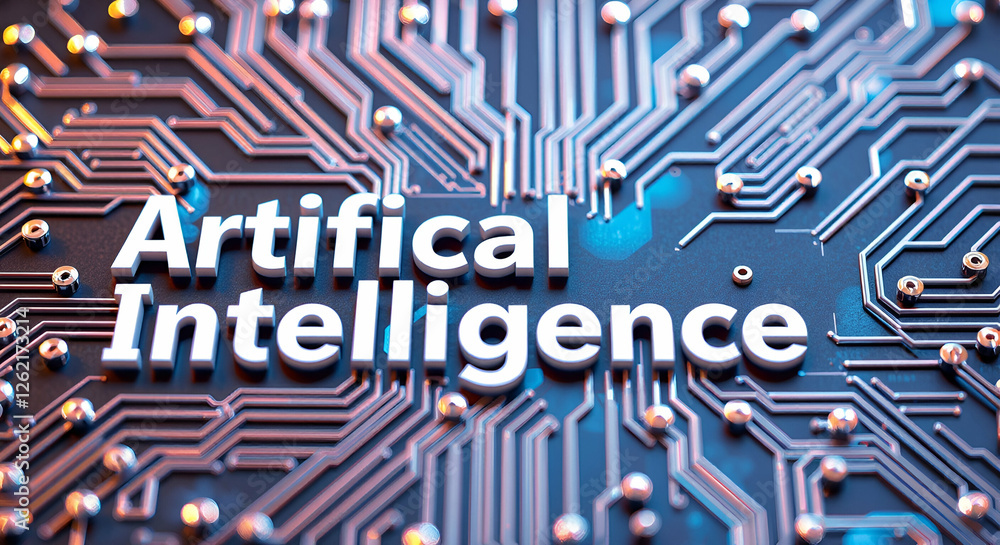 Poster artificial intelligence text background illustration banner core of artificial intelligence machine 