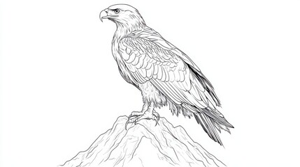 Fototapeta premium Majestic Eagle Illustration Standing Proud on Rocky Mountain Peak