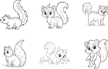 Obraz premium Silhouettes of woodland animals set