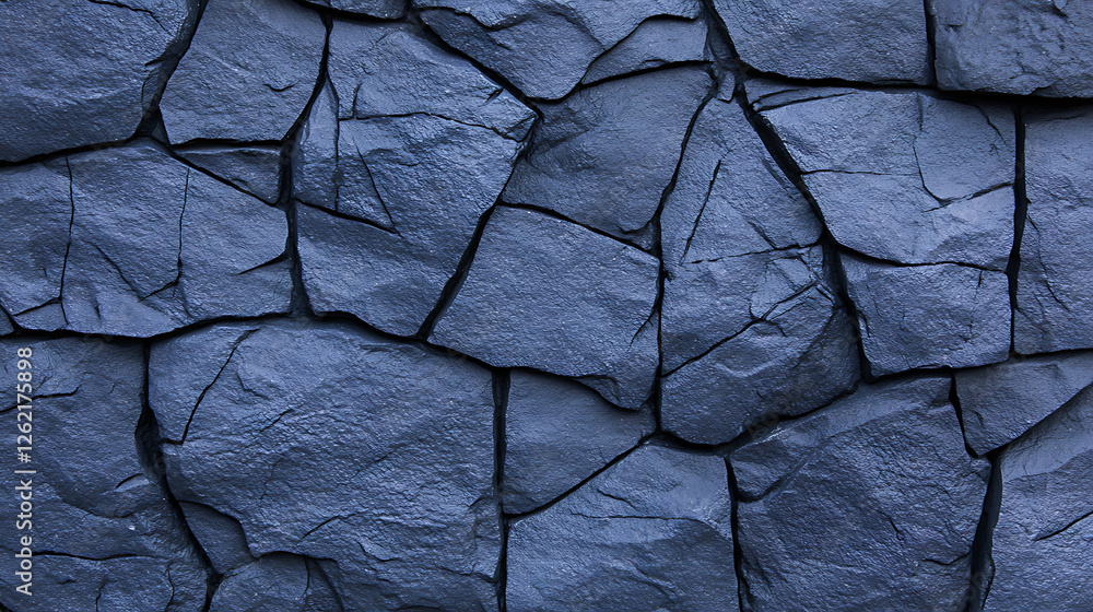 Poster seamless dark rock stone wall cladding surface texture background with rough hewn elements design de