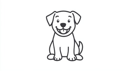 Obraz premium Cute Cartoon Dog Sitting with a Friendly Smile and Playful Expression